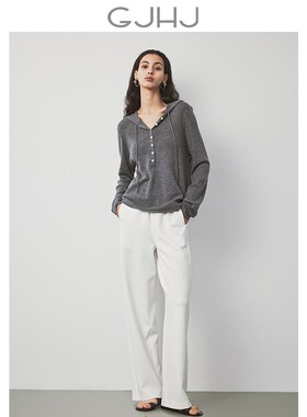 GJHJ亲肤质感 全羊毛连帽衫针织开衫打底内搭款多色轻薄保暖百搭