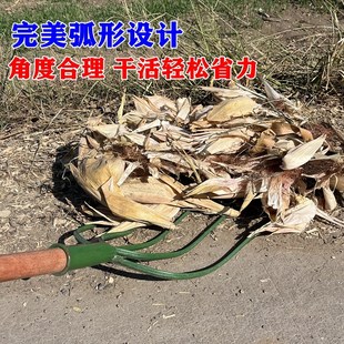 锰钢实心多股钢叉农用草叉加粗五齿铁叉密齿粪叉老式家用大号草叉