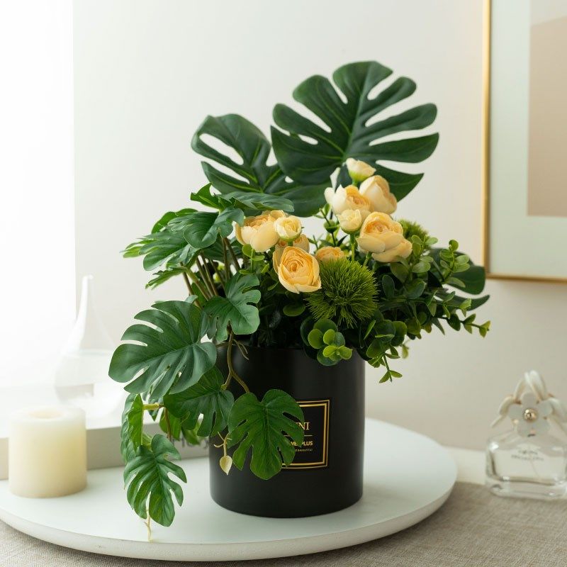 仿真绿植假花龟背叶田园清新高级感客厅餐桌面电视柜茶几装饰摆件,家居饰品,仿真植物盆景,淘宝优惠券,粉丝福利购,淘宝优惠卷