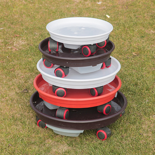 环保加厚塑料移动花盆托盘带轮子万向滚轮圆形托底抽屉储水大托盘