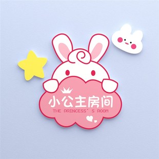 儿童小公主房间布置女男孩生卧室墙面装饰品门牌贴纸上摆挂件创意