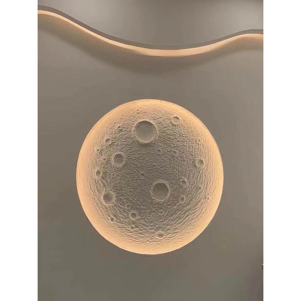 月亮浮雕3D立体星球石膏浮雕月亮灯流行背景墙月亮圆盘装饰壁画