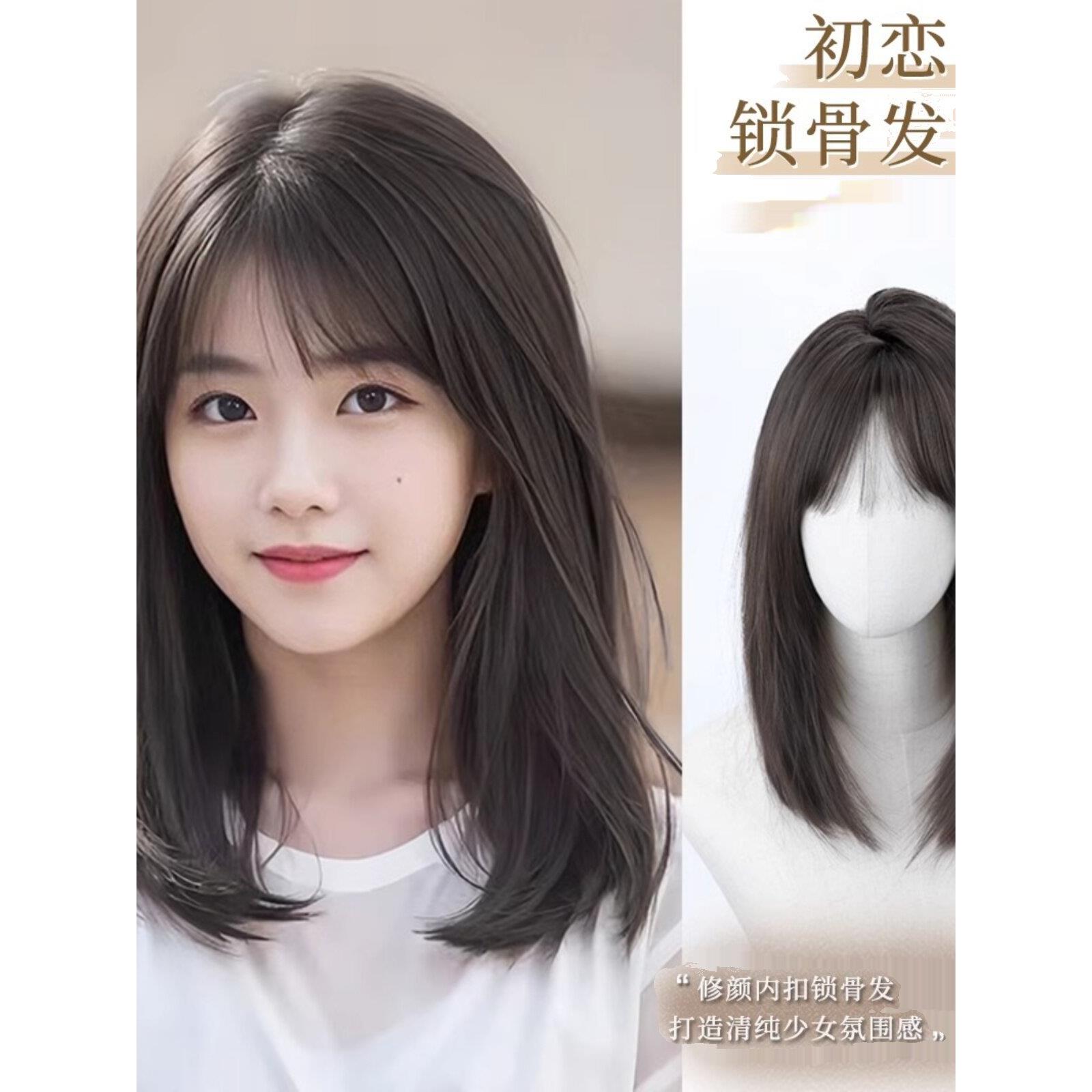 假发妇女的光和透气全头饰自然一件人的头发年龄减少时尚锁骨头发