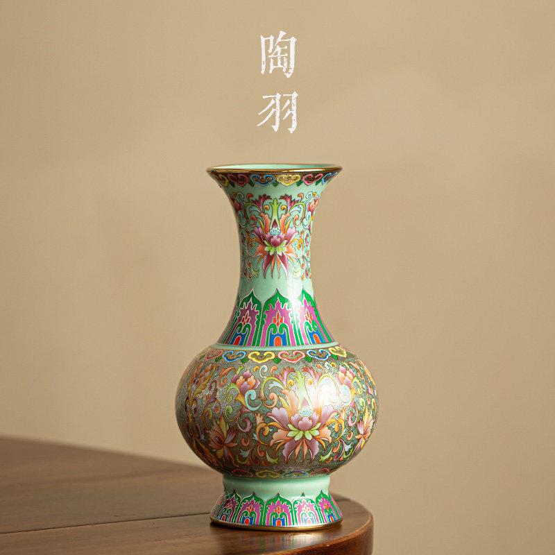 珐瑯彩掐丝银陶瓷花瓶鲜花家用简约客厅干燥花插花家居装饰品摆件