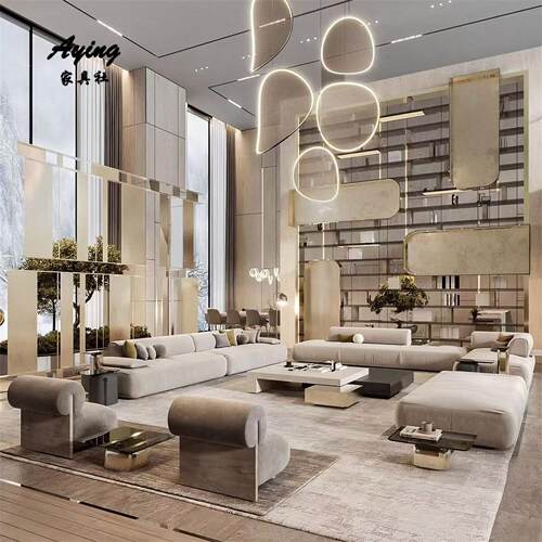 现代简约样品屋展示中心大堂洽谈沙发商业办公室会客沙发接待休息