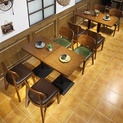 实木咖啡厅奶茶店桌椅甜品书吧汉堡休息接待洽谈餐饮长方圆桌家具
