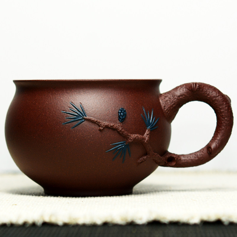 祁地宜兴紫砂杯主人杯茶杯品茗杯个人无盖带把寿桃松针梅花功夫杯,餐饮具,茶杯,淘宝优惠券,粉丝福利购,淘宝优惠卷