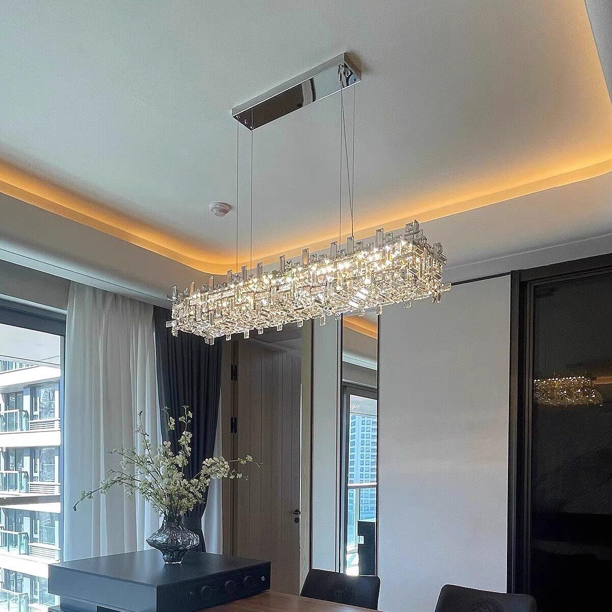 轻奢水晶餐厅吊灯现代简约别墅饭厅餐桌吧台灯高档设计师奢华灯具