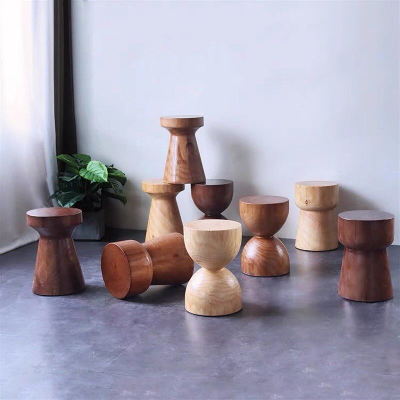 实木墩子原木g凳子北欧边几圆形摆件树墩根雕民宿矮凳树桩床头柜