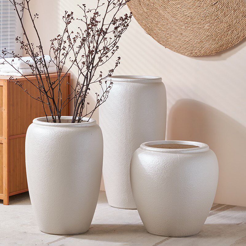 展厅软装酒店创意摆件花瓶组合盆特大号水泥花盆80cm高款40大口径