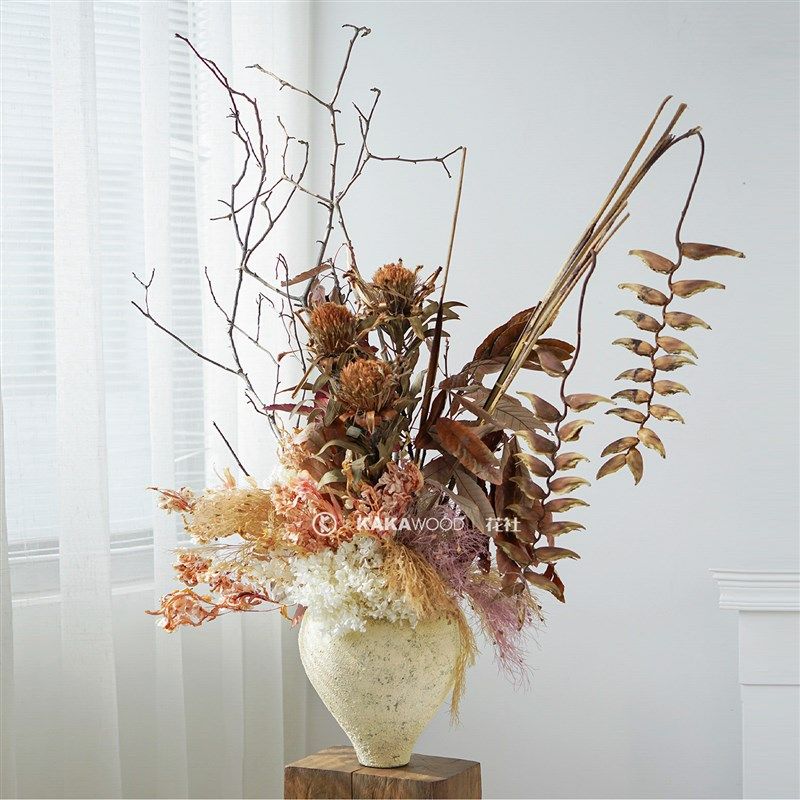 进口花吊鸟公主套装奶油色天然干花永生花家居装饰软装展厅橱窗,家居饰品,干花/花瓣/干花包/干树枝,淘宝优惠券,粉丝福利购,淘宝优惠卷