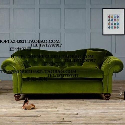 出口比利时法式乡村风格纽扣布艺双人三人位沙发酒店咖啡厅家具
