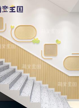 幼儿园环创楼梯间走廊过道楼道墙面装饰文化墙原木简约风自然主题