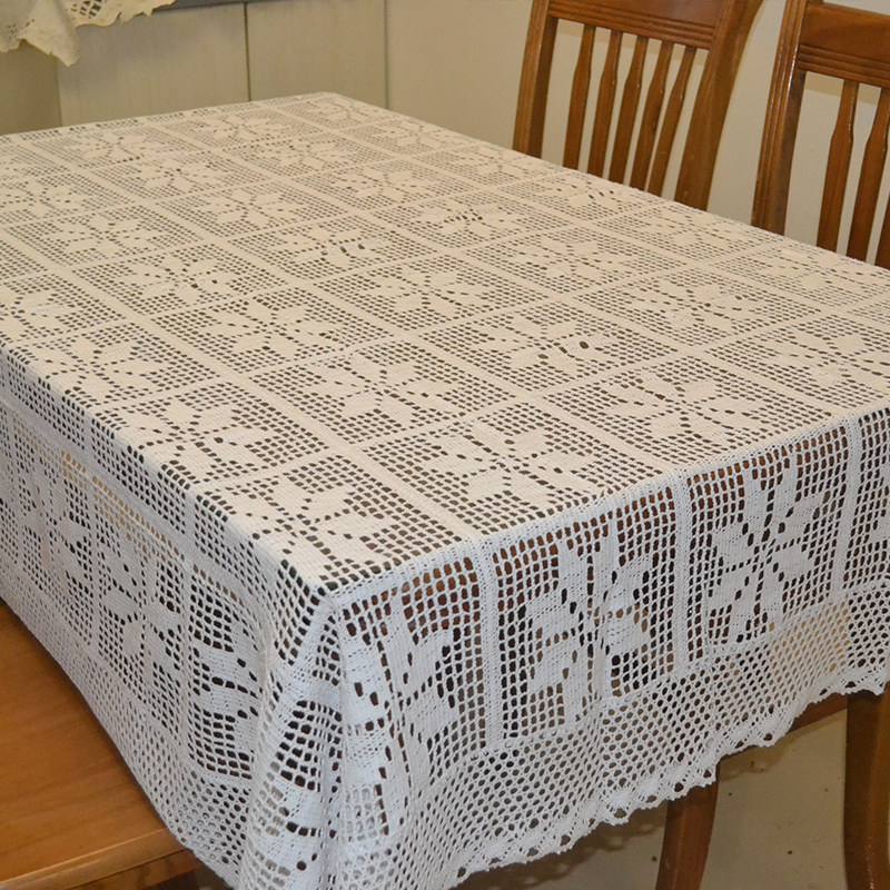 美式乡村全棉钩织桌布钩针蕾丝桌布电视柜茶几田园布艺长方形盖巾,居家布艺,桌布,淘宝优惠券,粉丝福利购,淘宝优惠卷