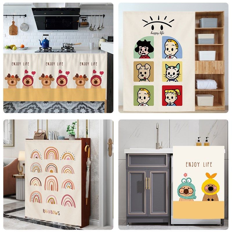 橱柜帘子遮挡杂物柜子防尘门帘厨房免打孔遮丑拉帘鞋架滑轨式布帘,居家布艺,门帘,淘宝优惠券,粉丝福利购,淘宝优惠卷