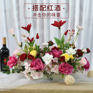 餐厅餐桌桌花装饰宴会布置会议室桌花台花摆花仿真花酒店桌面摆件