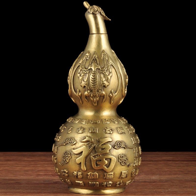 黄铜百福葫芦摆件招财客厅玄关博古架装饰品办公室桌面摆放工艺品
