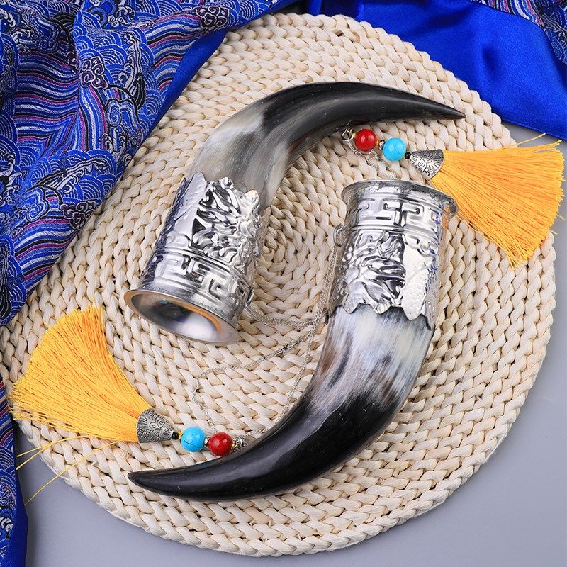 真牛角结盟杯内蒙古天然大号银碗敬酒杯舞台道具演出蒙餐酒具,特色手工艺,其他特色工艺品,淘宝优惠券,粉丝福利购,淘宝优惠卷