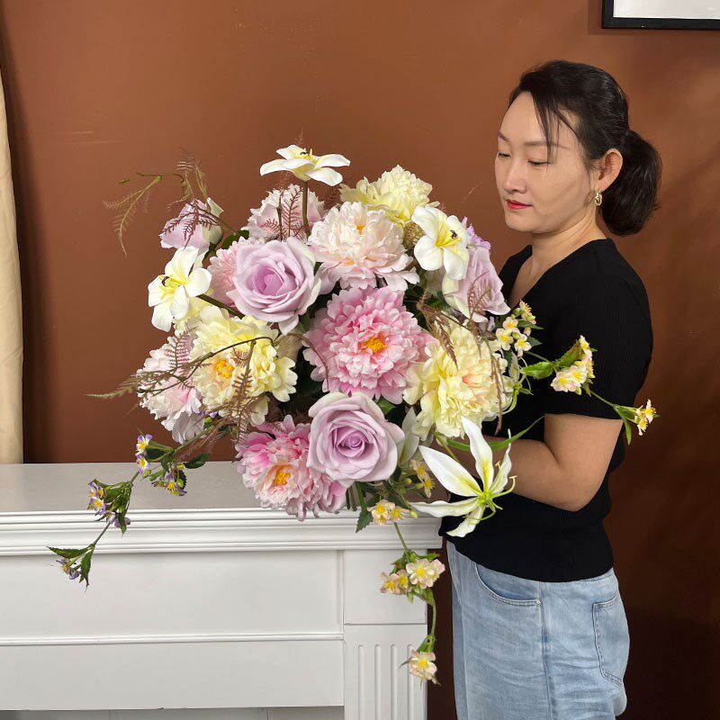 复古风牡丹仿真花束高档餐桌装饰花艺客厅假花电视柜摆设绢花成品
