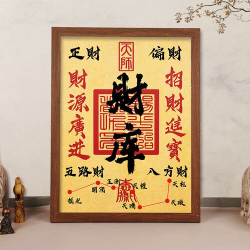 开财库相框摆台财库图开业招财进宝财源广进五路财挂画财位摆件