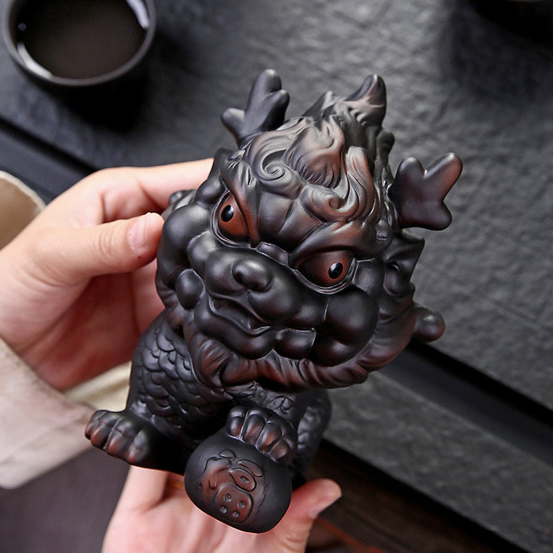 紫陶招财麒麟摆件客厅办公室桌面轻奢陶瓷家居装饰品茶宠可养精品,家居饰品,装饰摆件,淘宝优惠券,粉丝福利购,淘宝优惠卷