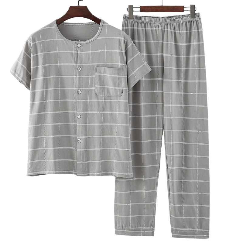中老年男士大码宽阔夏季系扣短袖睡衣睡裤薄棉针织纯棉汗衫背心裤,女士内衣/男士内衣/家居服,睡衣/家居服套装,淘宝优惠券,粉丝福利购,淘宝优惠卷