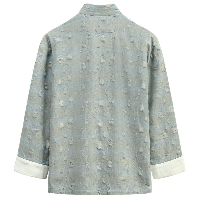 秋季唐装男中国风男装中式手工盘扣上衣男水洗做旧破洞牛仔外套男,男装,唐装,淘宝优惠券,粉丝福利购,淘宝优惠卷