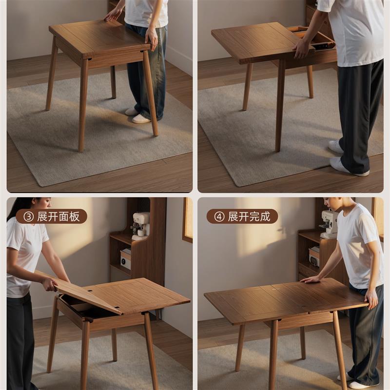 小户型折叠餐桌新中式小方桌吃饭桌实木迷你餐桌小茶桌家用小餐桌