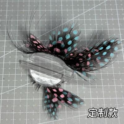 蝴蝶假睫毛成品粉蓝拼色波点假睫毛超长蝴蝶振翅欧美羽毛假睫毛