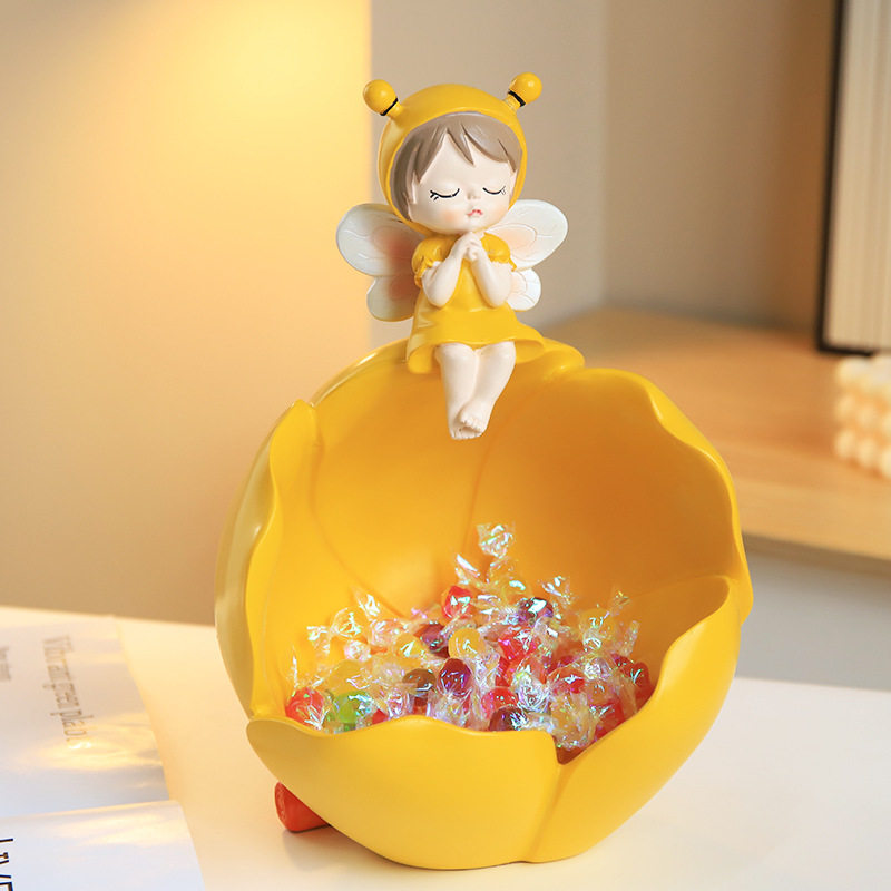 花仙子入门玄关钥匙收纳摆件树脂工艺品客厅家居装饰轻奢收纳盒