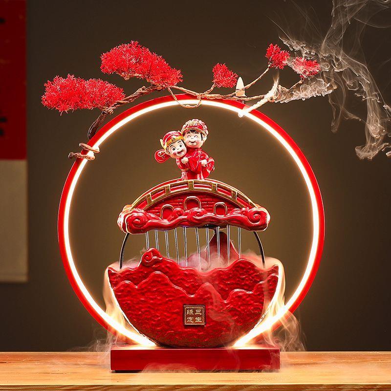 结婚礼物送新人闺蜜新娘陪嫁长明灯婚房喜庆装饰流水摆件高档礼品