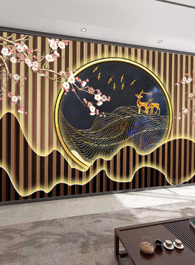 中式电视背景墙贴纸自粘客厅沙发卧室贴画公司办公室饭厅美容壁纸