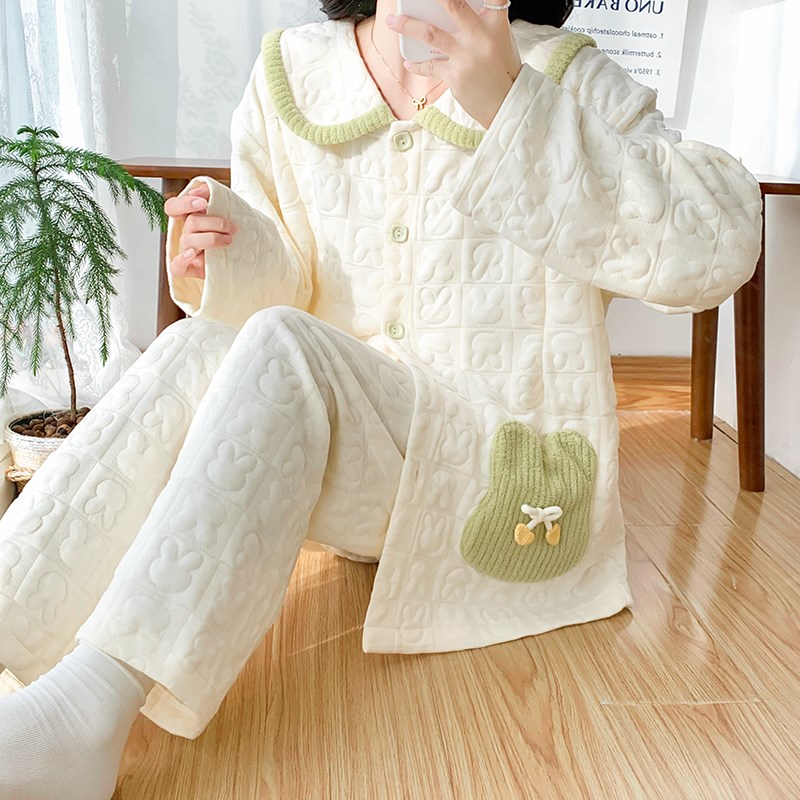 月子服秋冬季空气棉孕妇睡衣女11月份12冬天产妇喂奶产后哺乳套装