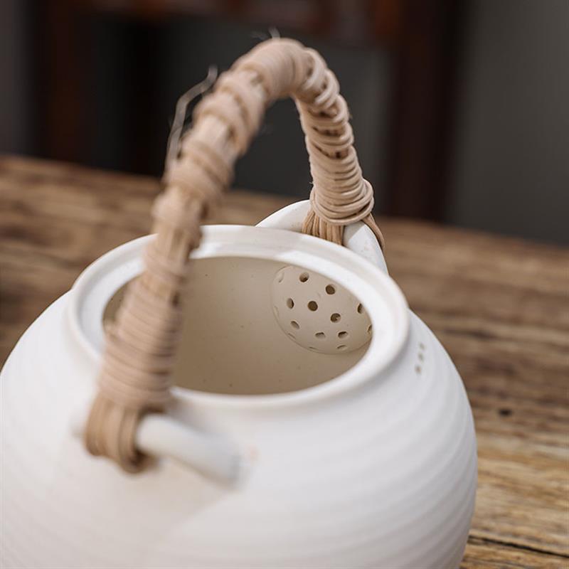 手工藤把提梁原矿白泥煮茶壶中式烧水陶壶白茶普洱黑茶电陶炉炭炉