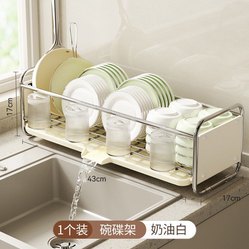 厨房置物架台面不锈钢放碗水槽沥水架收纳碗碟晾碗筷多功能置物架