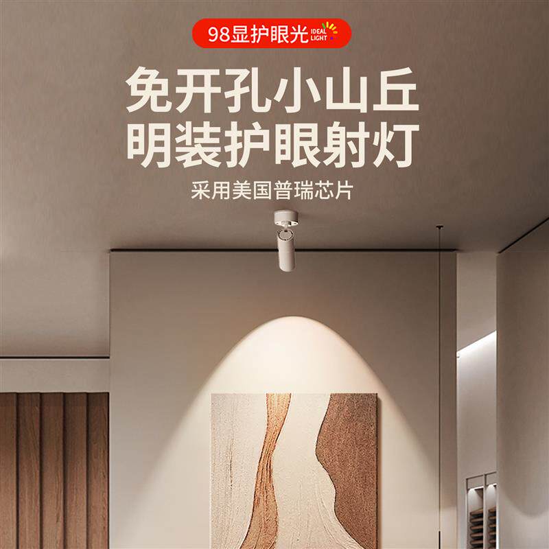 明装小山丘射灯可调角度折叠吸顶式洗墙照画全光谱客厅高显洗墙灯