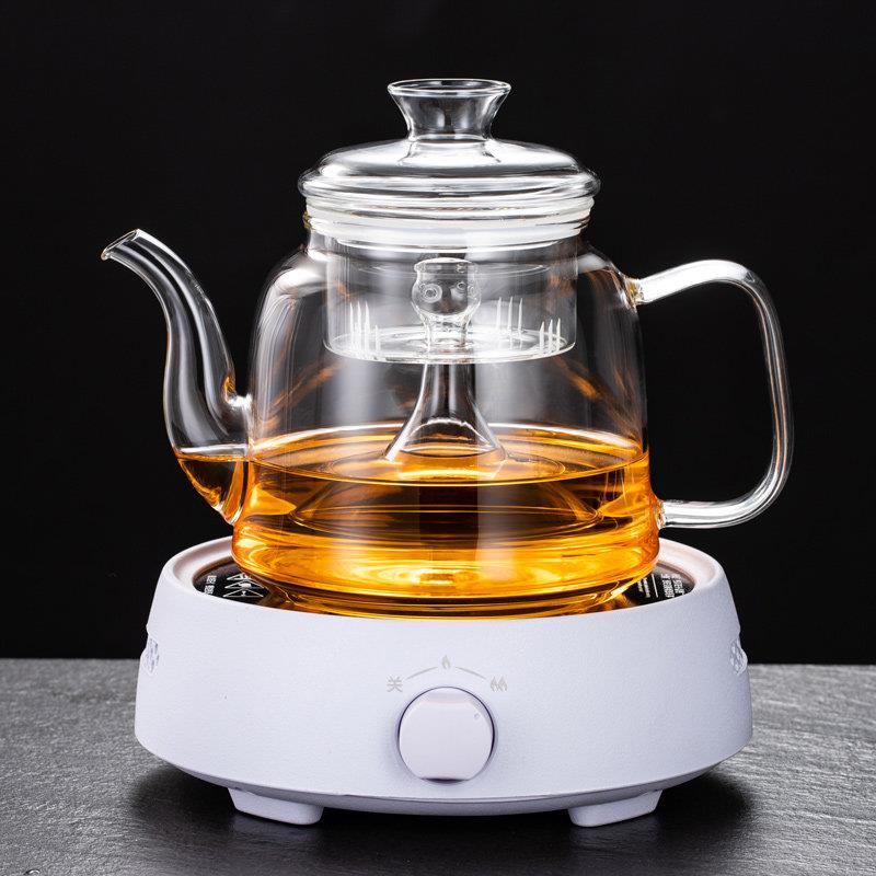 耐高温玻璃蒸茶壶煮茶器蒸汽养生家用烧水泡茶壶黑晶炉煮茶壶套组
