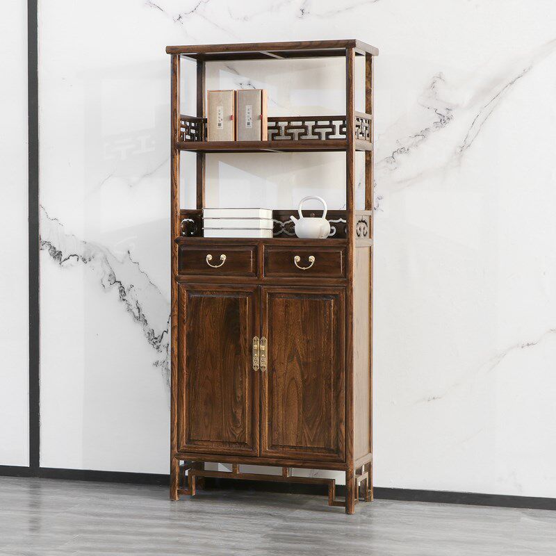新中式白蜡木家具仿古简约书柜实木免漆古典展示柜储物柜立柜书架