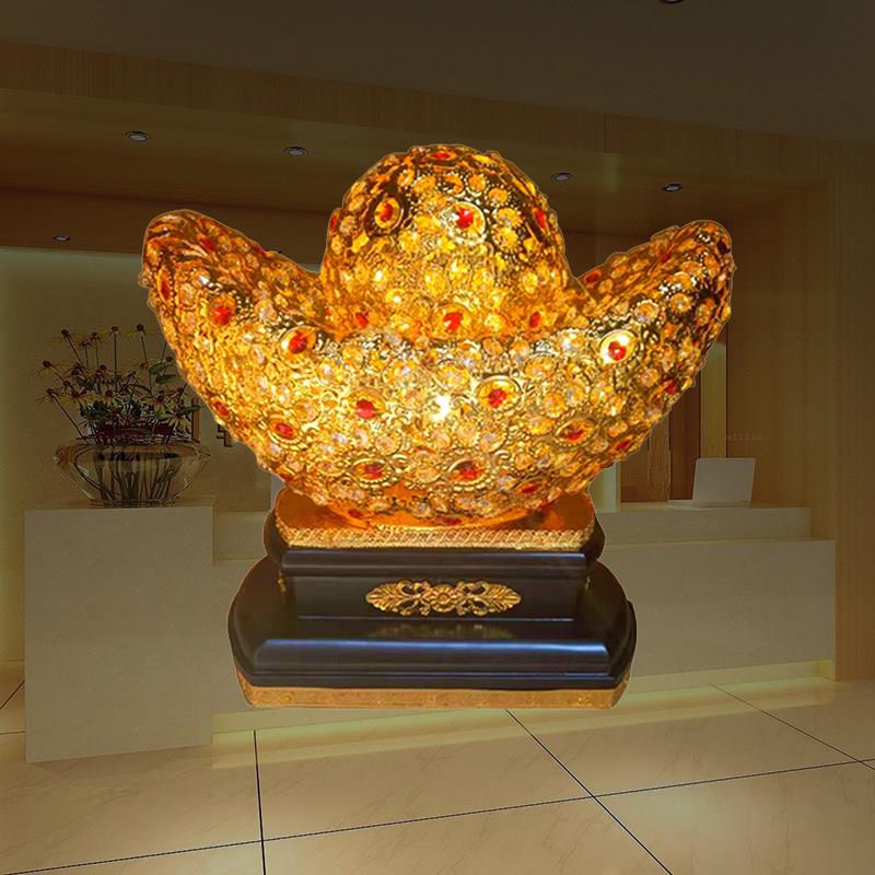 招财进宝财运来 奢华水晶台灯金色工艺装饰品开业庆典前台 金元宝