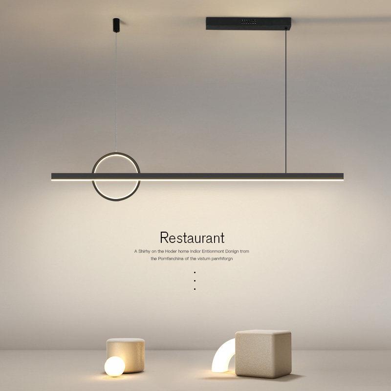 北欧简约餐厅吊灯100CM-120CM LED变光长条饭桌灯 铁艺喷漆磨砂灯