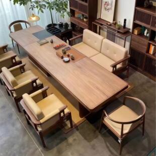 新中式实木茶桌椅黑胡桃木宋式美学茶室茶台茶几设计师办公室泡茶