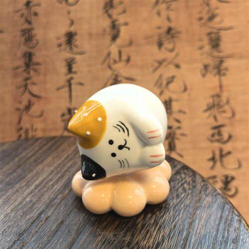 景德镇转转乐陶瓷摆件躺躺猫可爱可旋转解压创意桌面摆件车载摆件