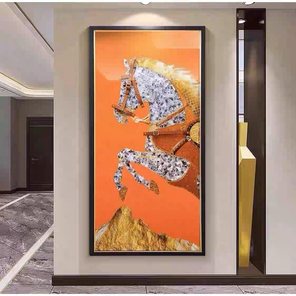 马踏金山2026新款高端现代简约玄关挂画马到成功装饰画立体实物画