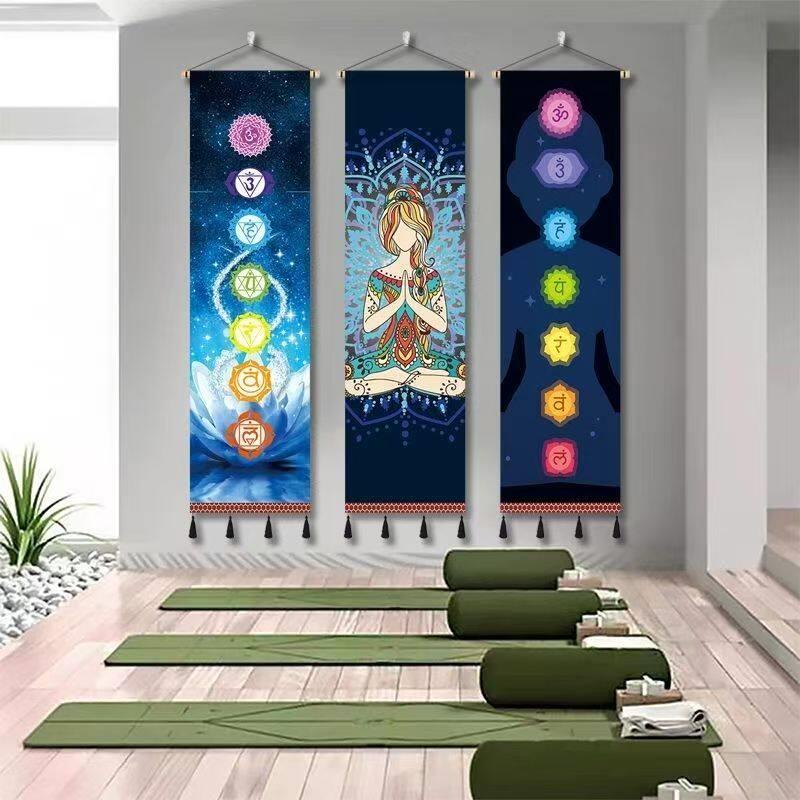 曼陀罗瑜伽七轮脉挂画挂毯卧室房间疗愈冥想打坐悬挂件挂画壁挂
