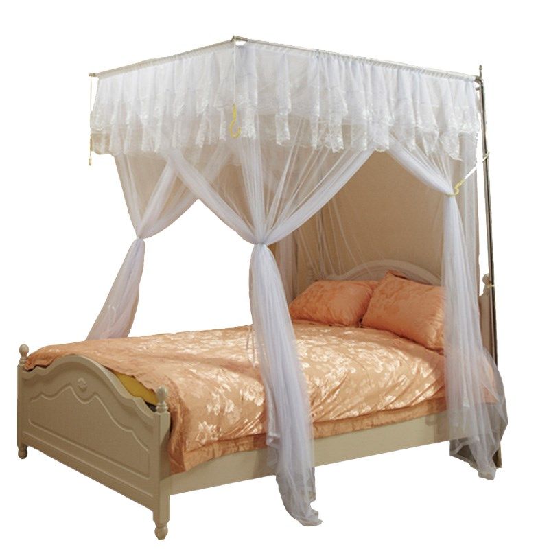 蚊帐 不锈钢加厚加粗伸缩方顶宫廷落地压脚1.5/1.8M不打墙免安装