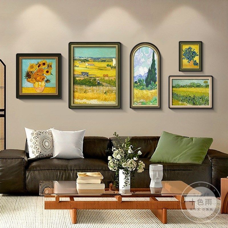 梵高莫奈客厅装饰画美式复古沙发背景墙挂画世界名画法式组合壁画,家居饰品,现代装饰画,淘宝优惠券,粉丝福利购,淘宝优惠卷
