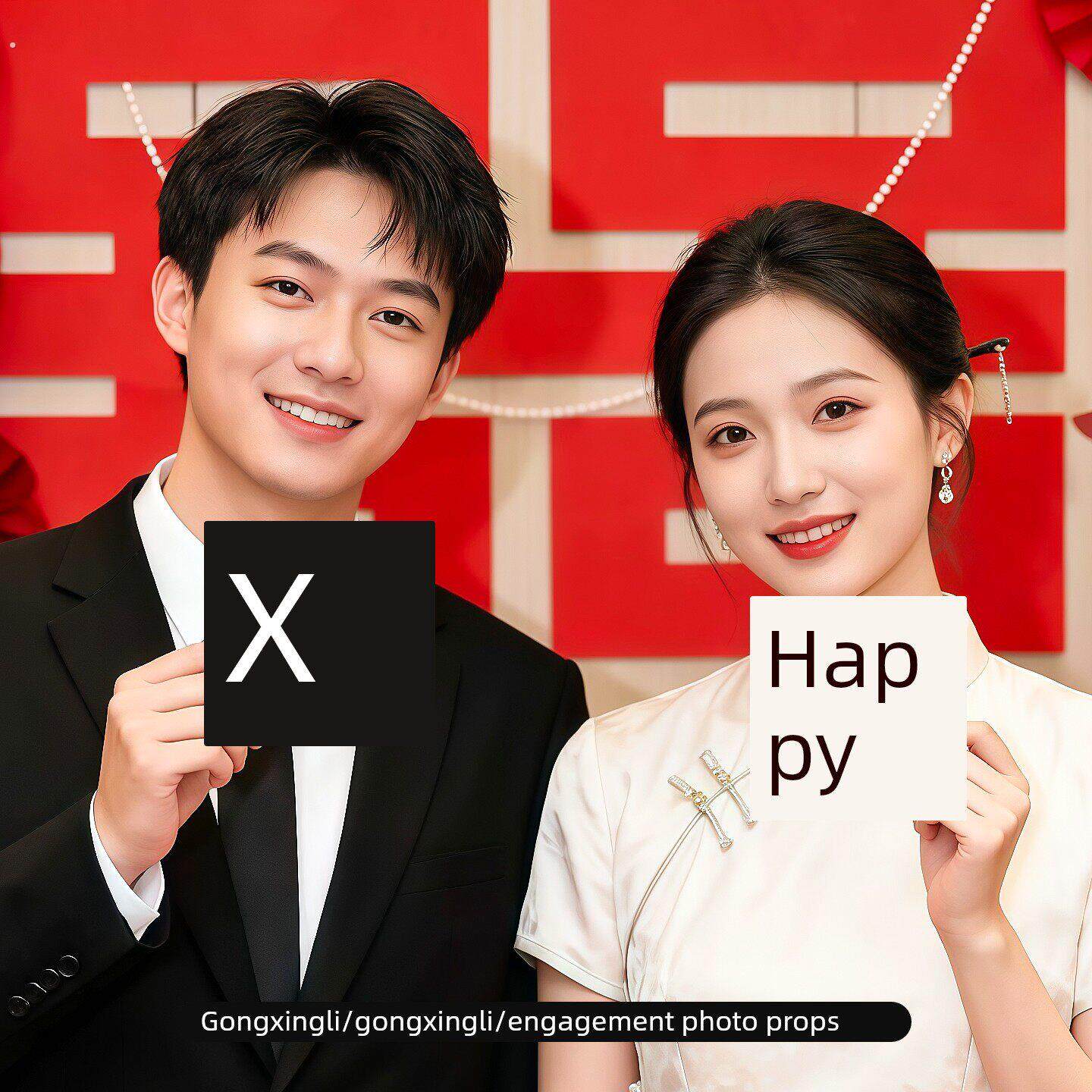 订婚拍照道具氛围感摆台布置装饰摆件拍摄出片用品小物件小喜字囍