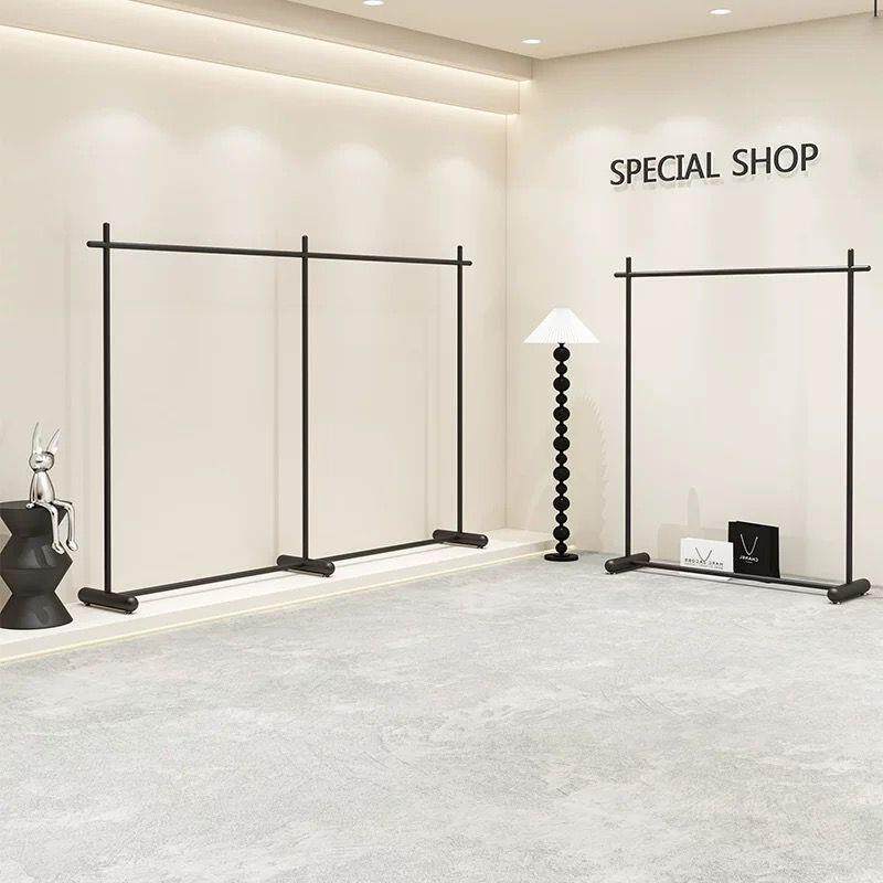 落地衣架服装店专用简约铁艺黑色落地货架衣服陈列架女装店展示架