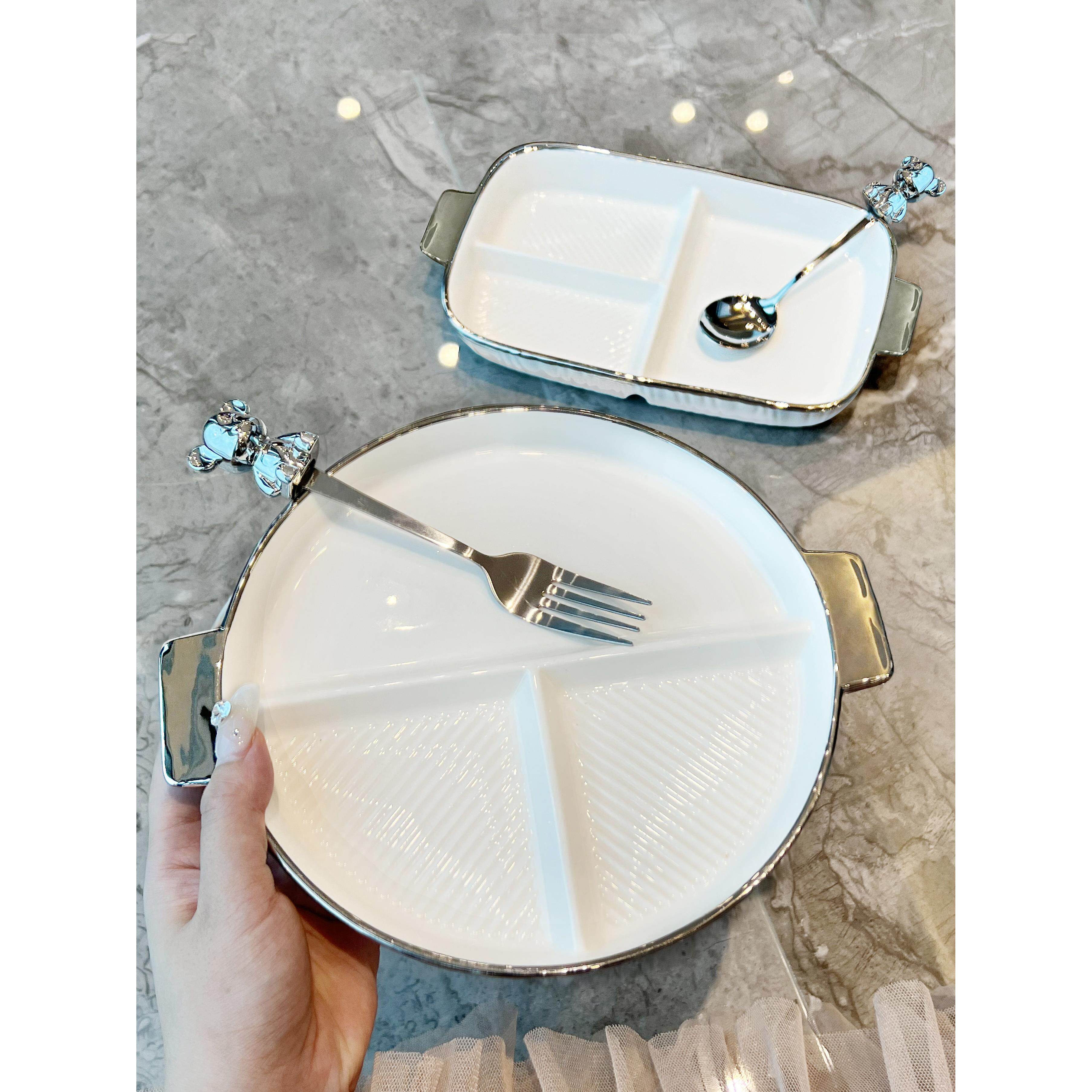 轻食餐具陶瓷盘子减脂餐盘分格餐盘早餐盘儿童水果盘分餐盘高级感