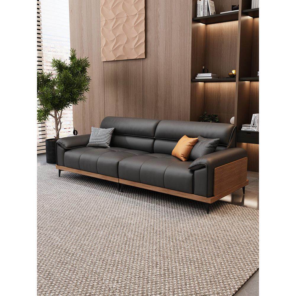 真皮商务办公室沙发现代简约会议会客区接待室休息茶几组合三人位